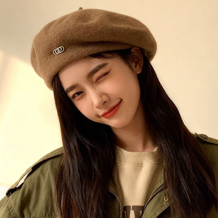 流行帽子|英倫復古保暖貝雷帽子女秋冬羊毛呢時尚定型畫家帽顯臉小蓓蕾帽潮「C5860」25.11-4