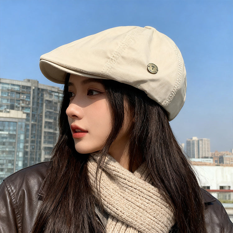 流行帽子|英倫復古pu報童帽子女秋冬英倫顯臉小反戴貝雷帽小眾百搭前進帽潮「C5646」25.09-4