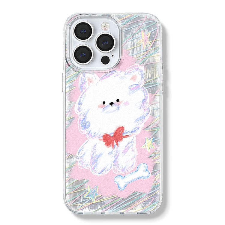 手機殼|iPhone15pro羽紗手機殼女蘋果14大孔透明13/12Pro適用11「LR0942」24.07