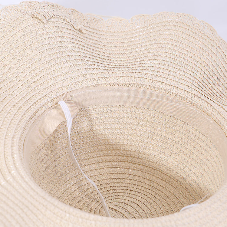 流行帽子|夏天帽子女蕾絲花邊草帽大帽檐遮陽帽防曬太陽帽出遊沙灘帽子女夏「C5277」25.05-3