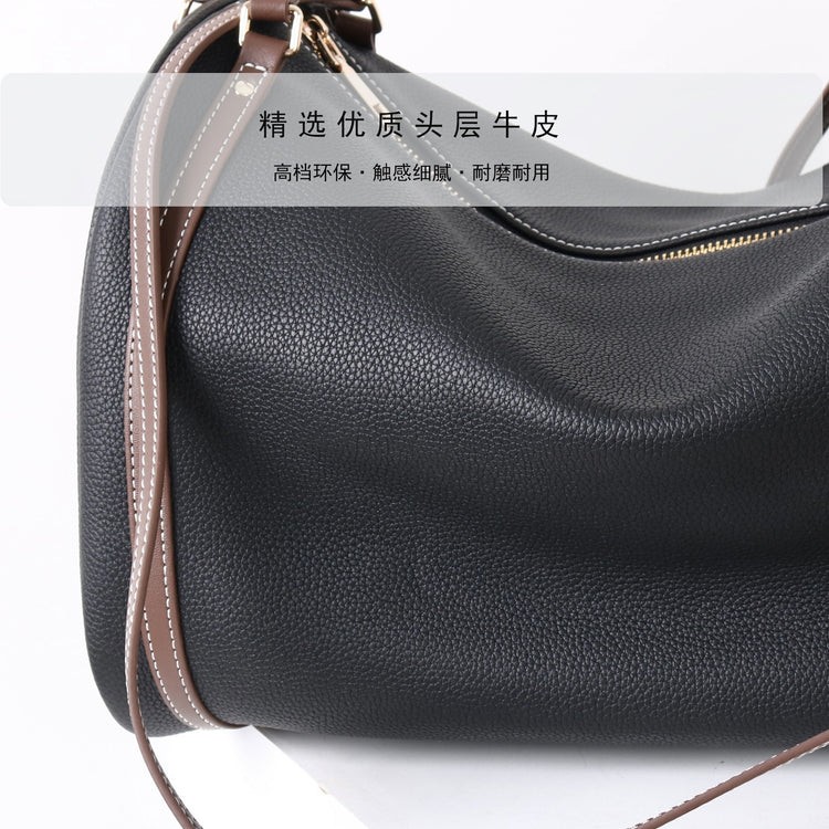 質感真皮|2025新頭層牛皮保齡球腋下包托特包波士頓枕頭包手提單肩斜挎包「6189」25.11-4