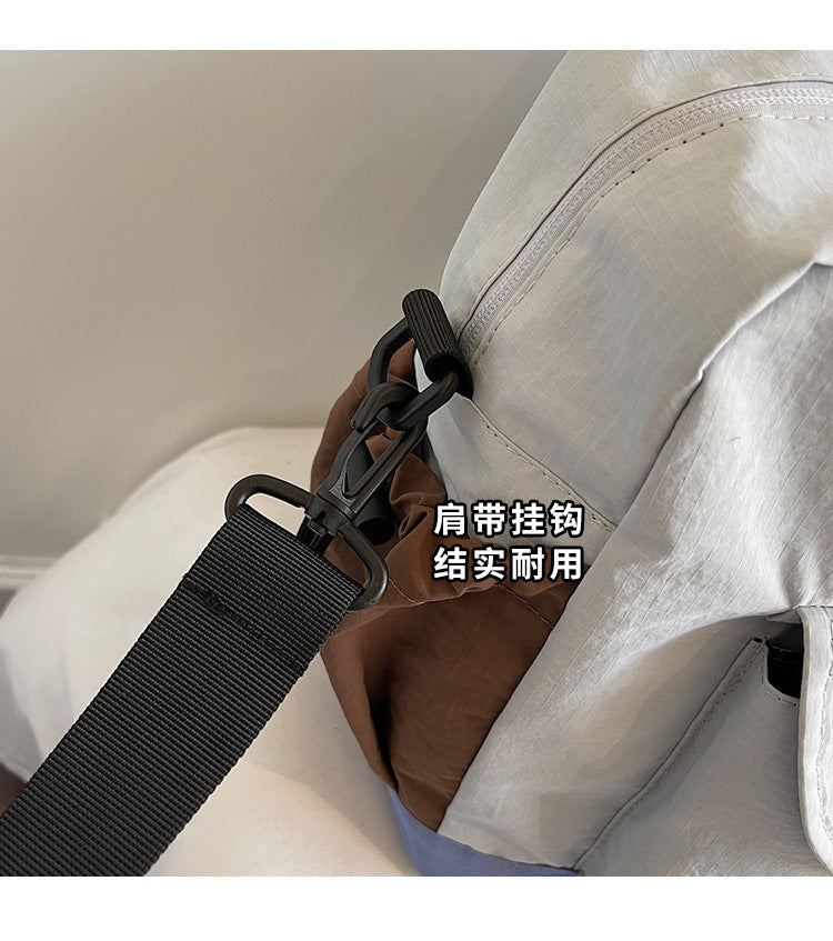 致青春|韓版拼接撞色韓版布包2025新款高級感大容量通勤單肩斜背包「8831-130」25.11-2