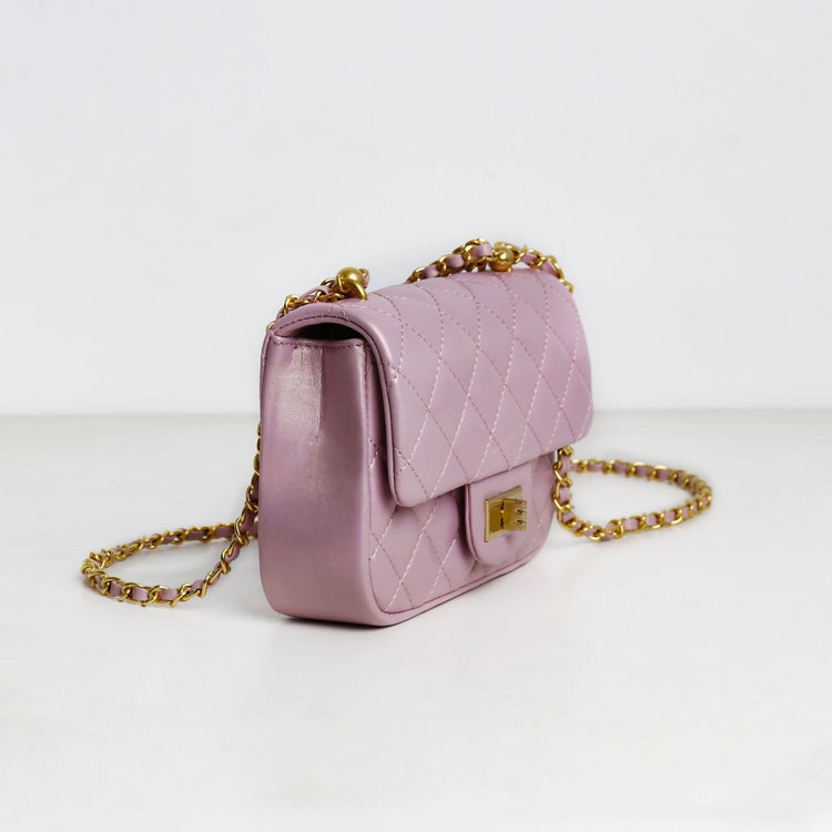 質感真皮|羊皮小方包2024年春夏新款菱格珍珠鏈條百搭高級質感單肩斜挎手機「D8062 X8061」24.04-1