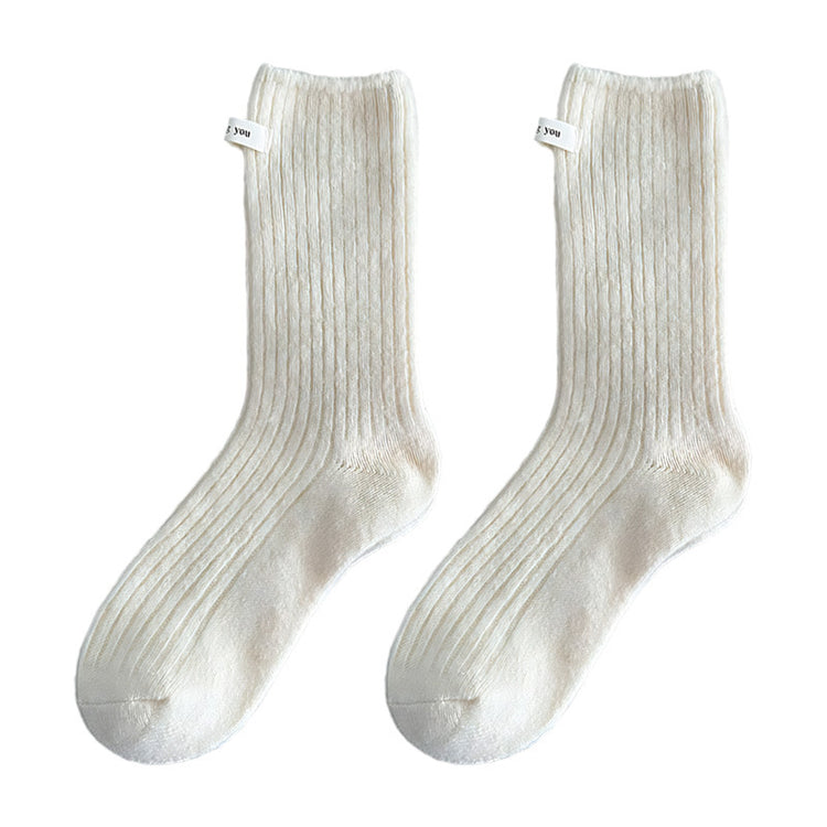 女襪|襪子女冬季加厚保暖蓄熱鎖溫羊毛襪韓系ins布標彈力中筒襪「AM25119」25.11-3