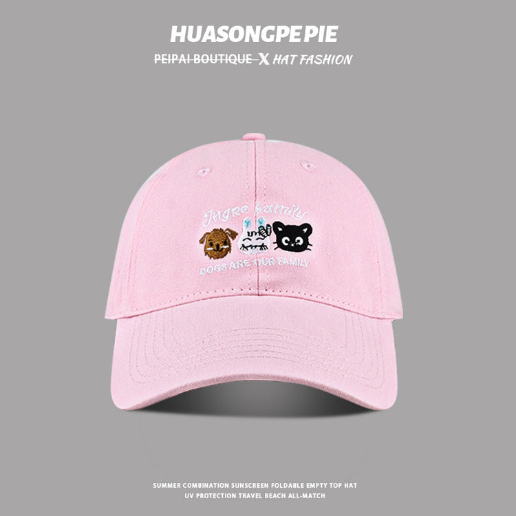 流行帽子|可愛動物刺繡棒球帽女韓版百搭甜美顯臉小遮陽帽時尚百搭鴨舌帽男「C3907」24.04-5