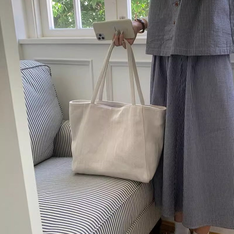 日韓流行|大容量韓版包包女斜紋帆布通勤單肩手提休閒女包簡約慵懶購物袋「9436#」24.07-3