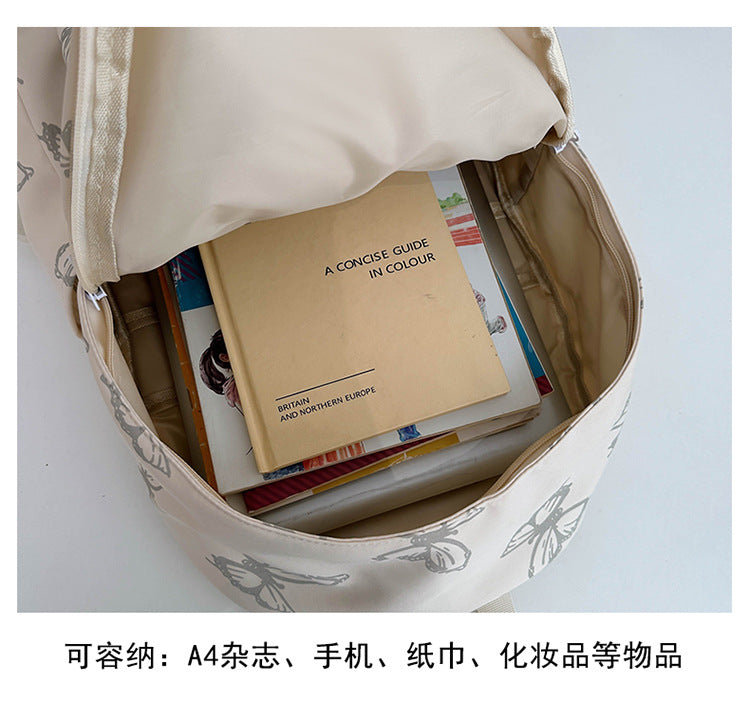 致青春|雙肩包女日系ins風蝴蝶設計背包外出旅遊輕便背包大容量學生書包「8084-125」24.10-3