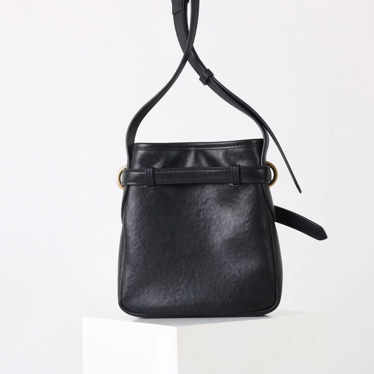 質感真皮|2025新款迷你鎖扣頭層牛皮手機包一字帶小方包高品質百搭單肩斜包「6601」25.09-5