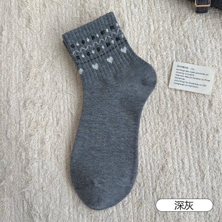 女襪|復古費爾島襪子女彈力無骨親膚舒適短襪棉質吸汗透氣諸暨襪子批發「XC2322」25.08-2