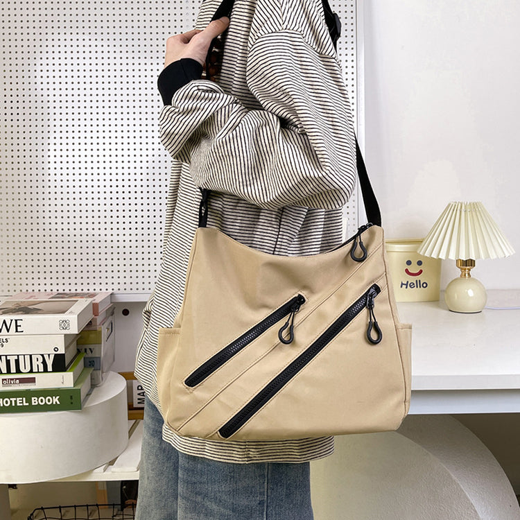 致青春|休閒托特包跨境大容量簡約純色斜背包輕便百搭質感多隔層單肩包「914-119」25.02-3