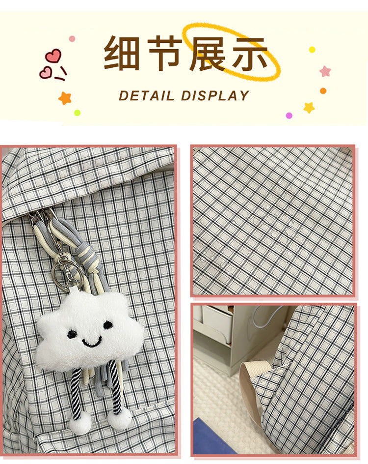 致青春|高顏值森系小清新格子少女心旅行雙肩包韓版ins風學生黨上課背包「1392-132」25.12-1
