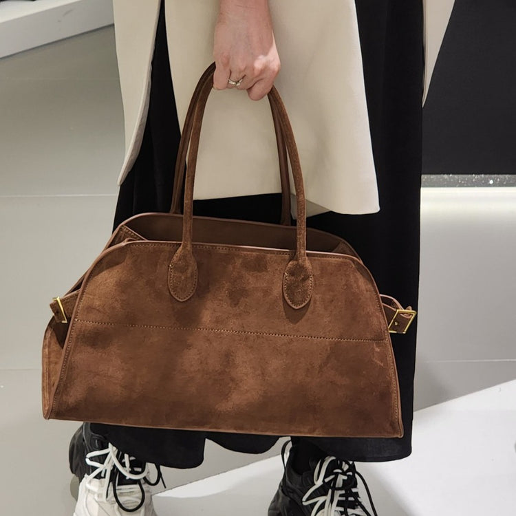 質感真皮|磨砂皮包款2024年秋季新款大容量托特包真皮百搭通勤單肩手提包女「3603-1」24.10-1