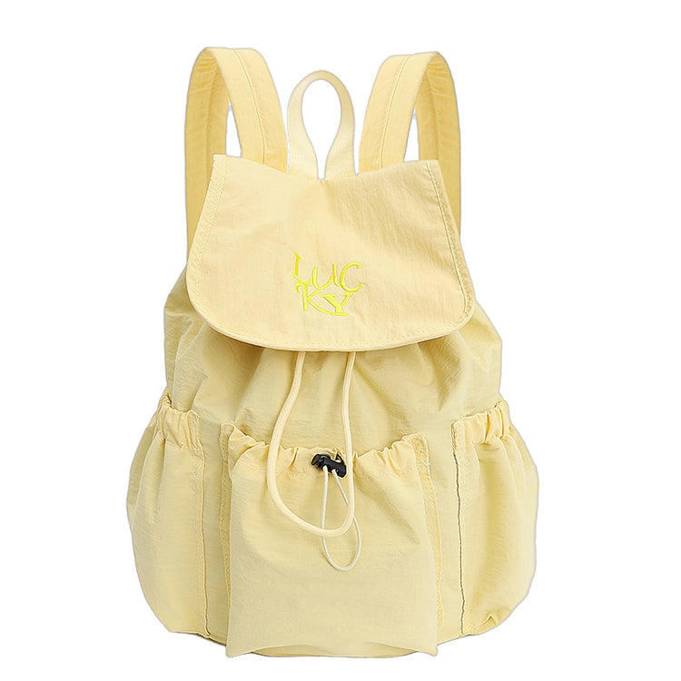 致青春|韓版2025新款抽繩電腦包尼龍帆布包大容量雙肩包學生上課通勤書包「071-126」25.07-4