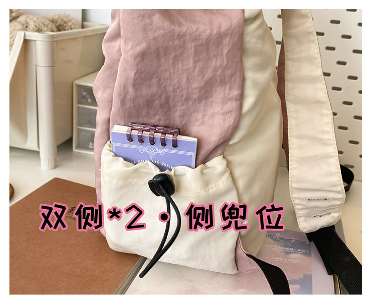 致青春 | 尼龍雙肩包男韓版新款ins大容量純色休閒旅遊薄款輕便通勤背包女「5041-131」24.09-4