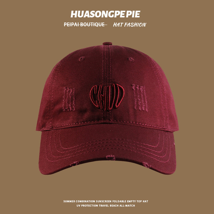 流行帽子|帽子防曬帽夏季女新款立體刺繡CHVD字母純色寬檐百搭遮臉棒球帽潮「C4065」24.06-3