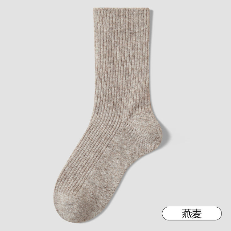 女襪|冬季加厚襪子女雙針耐磨保暖抗寒羊毛襪親膚舒適彈力竪條中筒襪「FM2680」25.10-4