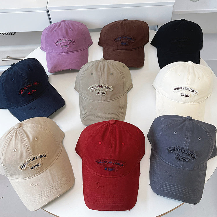 流行帽子|春季新款棒球帽破洞寬檐軟頂遮陽帽夏季戶外顯臉小韓系百搭鴨舌帽「C4886」24.12-5