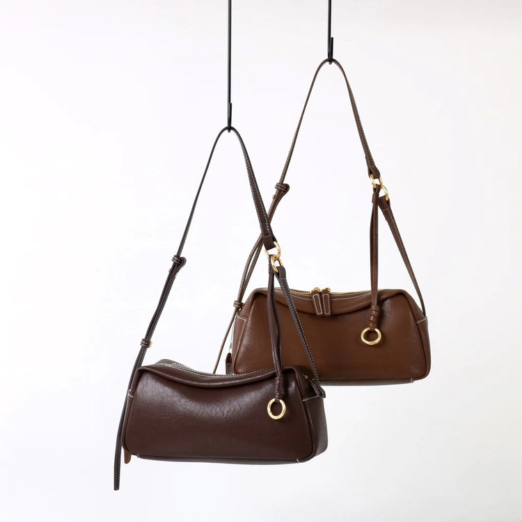 質感真皮|2025新款時尚軟牛皮枕頭包時尚百搭單肩斜背包高級感小眾設計腋下包「7059」25.09-4