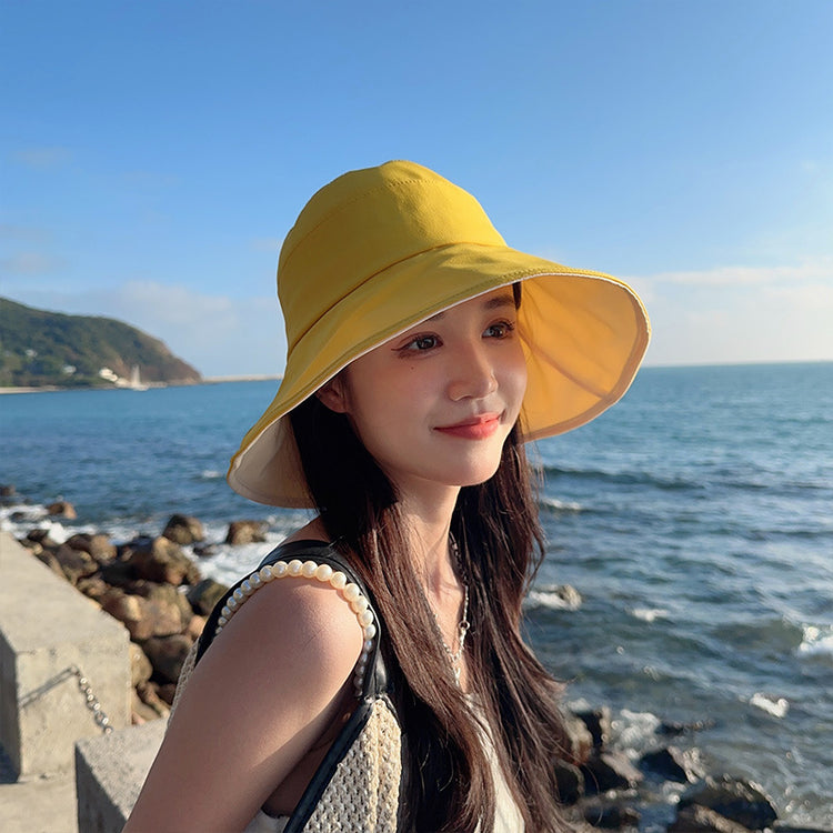 流行帽子|夏季漁夫帽百搭休閒遮陽帽女大檐遮臉顯臉小防曬防紫外線太陽帽子「C2315」24.04-3
