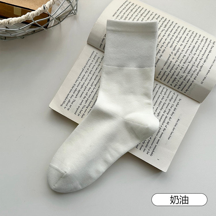 女襪|純棉襪子女10A抑菌防臭吸汗透氣中筒襪彈力無骨抗起球襪子「ZJ25031」25.09-2