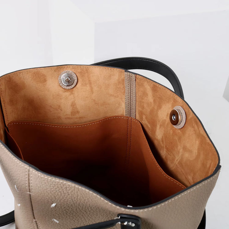 質感真皮|2025新款頭層牛皮手提托特包真皮水桶包小眾高級感腋下包時尚單肩包「2963」25.02-3