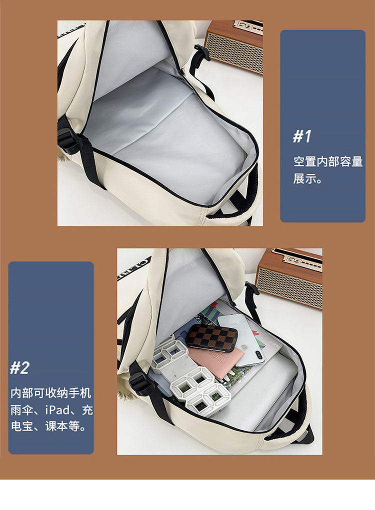 致青春|2024年新戶外旅行雙肩包韓版大容量國中生背包高顏值大學生書包男「9658-131」24.04-4