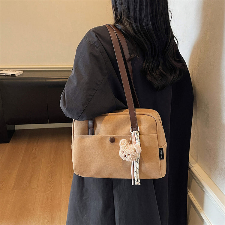 致青春|大容量帆布包女2025新款復古洋氣單肩包上班通勤托特包「6673-125」25.10-4