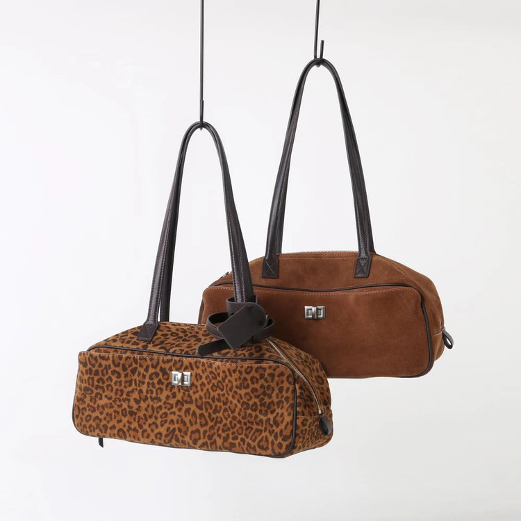 質感真皮|2025新款百搭輕奢磨砂牛皮波士頓大包單肩托特枕頭通勤保齡球包「X3989D3988」25.09-3