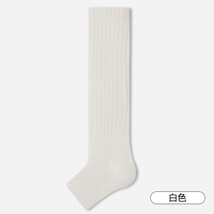 女襪|灰色針織襪套女秋冬季蓄熱加厚保暖羊絨襪彈力親膚舒適Y2K腿套「MZ24134」24.12-4