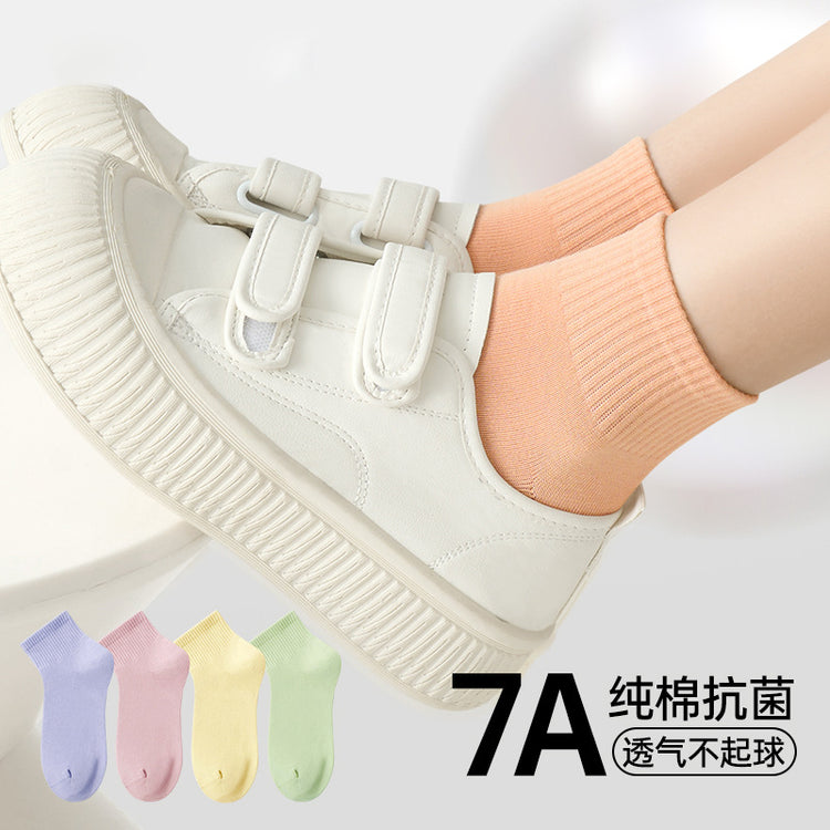 女襪|純色襪子女純棉抑菌防臭耐磨抗起毛球短襪彈性吸汗透氣簡約無骨襪「ZJ25003」25.02-2
