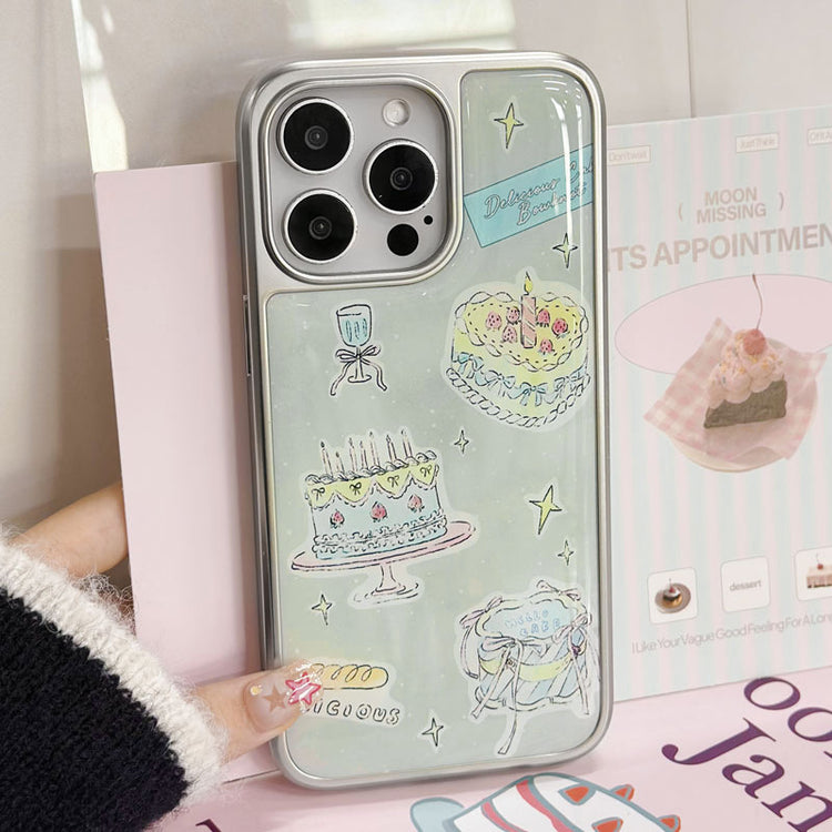 手機殼|iPhone16promax電鍍銀邊滴膠手機殼15Pro蘋果14適用13華為P70「LR1386」25.03-2
