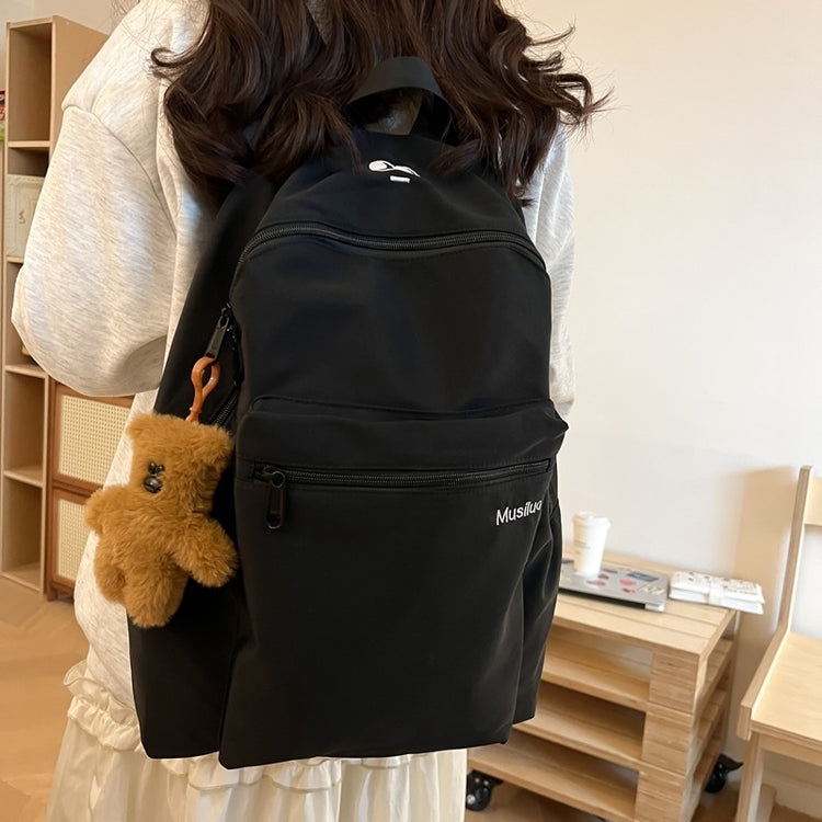 致青春 | 雙肩包男士簡約百搭大容量旅行背包女國中生高中大學生書包附泰迪小熊掛件「725-270-3」24.04-1
