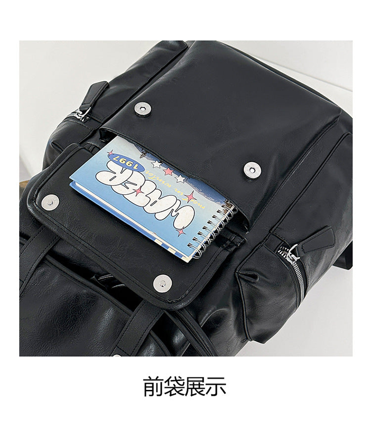 致青春|韓版PU雙肩包男防潑水情侶休閒旅行背包出差通勤商務質感雙肩包「5619-138」25.10-4