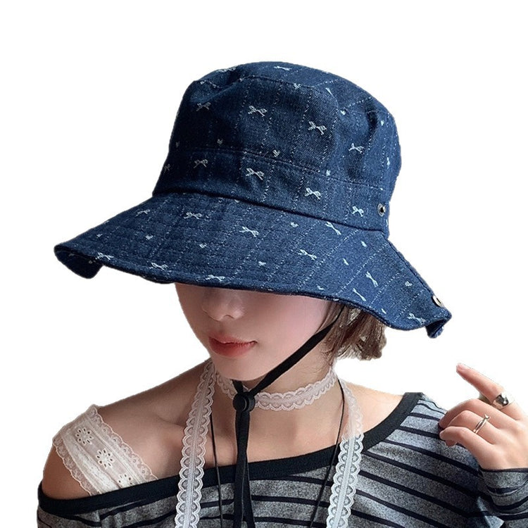 流行帽子 | 韓國水洗做舊登山帽蝴蝶結牛仔漁夫帽子女春秋戶外運動遮陽防曬帽「C5446」25.08-2