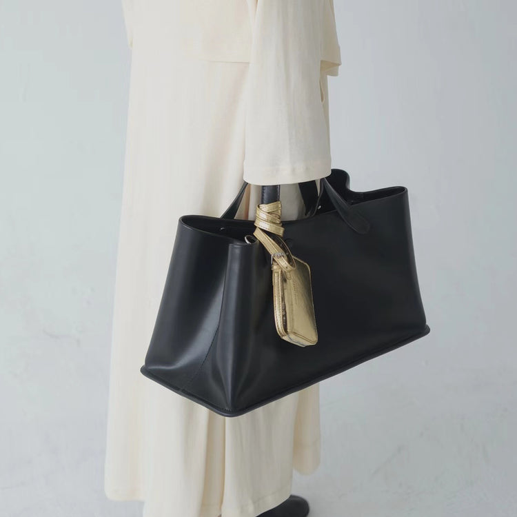 質感真皮|2024年新韓版托特包女頭層牛皮大容量高級感復古通勤包法式小眾包「3725」24.07-5