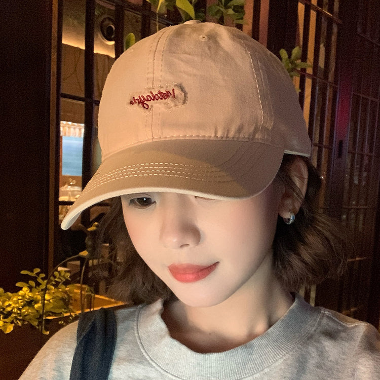 流行帽子|新款字母刺繡棒球帽春秋季韓版百搭簡約純色情情侶校園休閒鴨舌帽「C4893」25.01-2