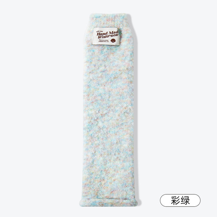 女襪|白色羊絨襪子女彈力羅口蓄熱鎖溫堆堆襪套秋冬季加厚保暖舒適腿套「YM2470」24.12-4