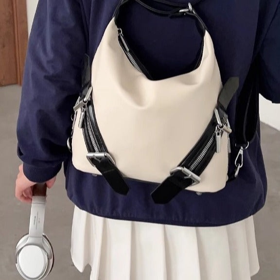 日韓流行|學院風雙肩包包女2024新款潮時尚韓國托特包學生上課大容量背包「9409#」24.06-2