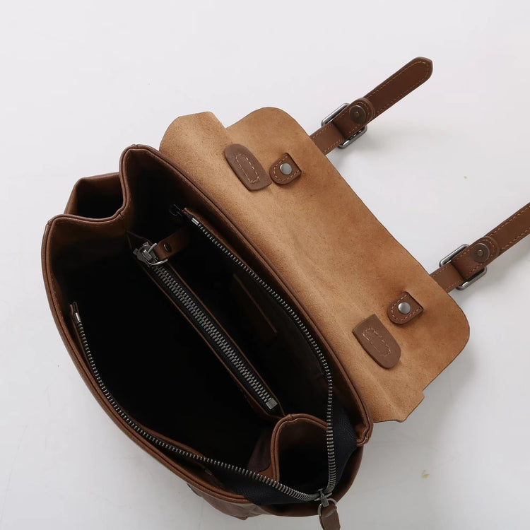 質感真皮|秋冬復古植鞣牛皮雙肩包2024新款單肩斜跨劍橋背包時尚百搭「3731」24.12-5