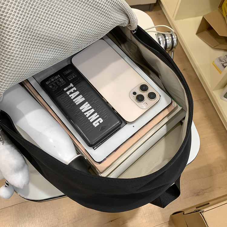 致青春|跨境簡約雙肩包少女森系純色百搭背包大容量質感初高大學生書包「9091-127」24.12-3