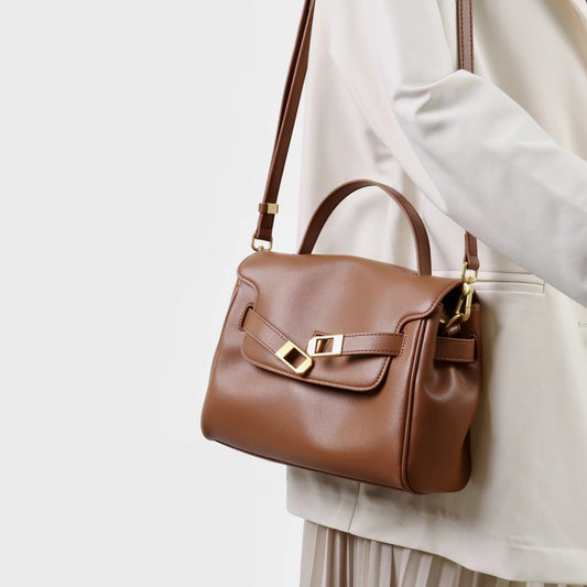 質感真皮|2025新款通勤復古百搭單肩斜背包外出上班公文包女包時尚潮流單肩包「6191S」25.12-1