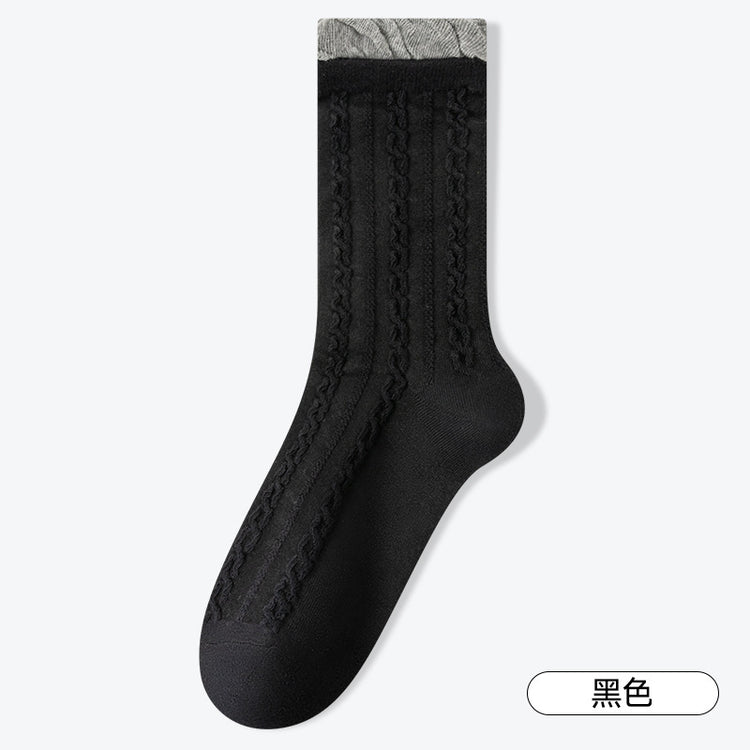 女襪|灰色泡泡口襪子女棉質柔軟親膚舒適中筒襪吸汗防臭抗起毛球堆堆襪「DS24145」25.01-2