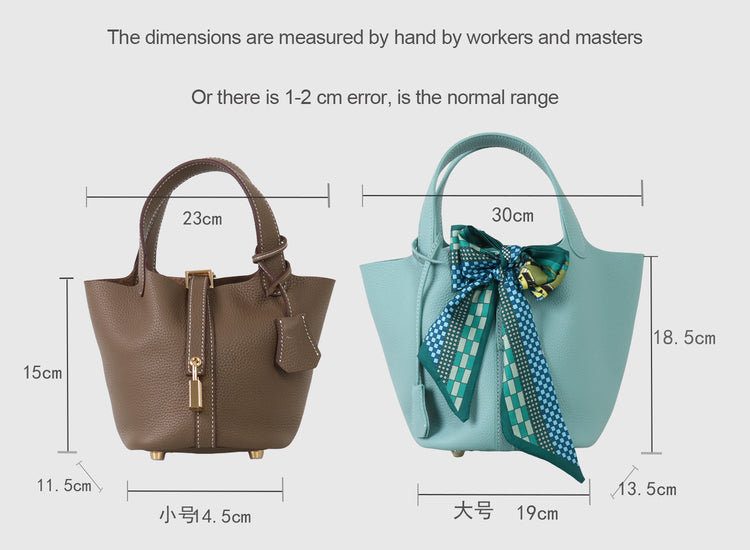 質感真皮|2025年新款時尚軟牛皮水桶包togo頭層牛皮h家菜籃子百搭通勤手提包「80900」25.04-4