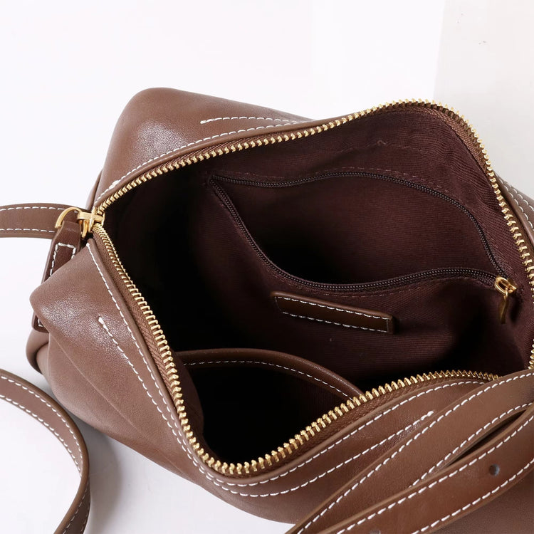 質感真皮|2025新款時尚軟牛皮枕頭包時尚百搭單肩斜背包高級感小眾設計腋下包「7059」25.09-4