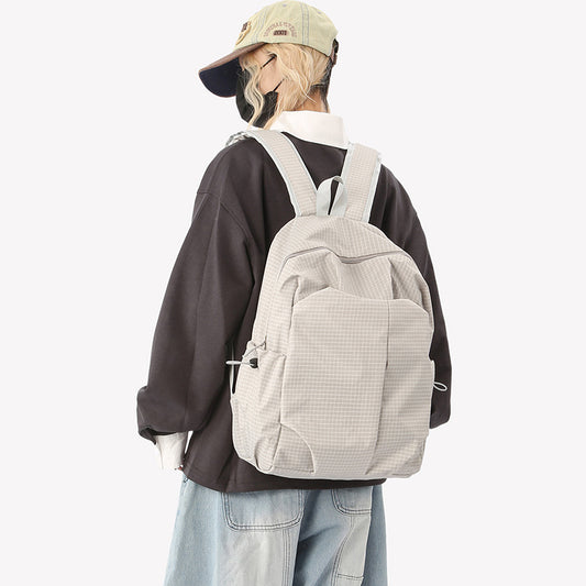 致青春|新款休閒雙肩包大容量簡約潮酷背包男女中大學生純色書包背包「9776-130」25.11-4