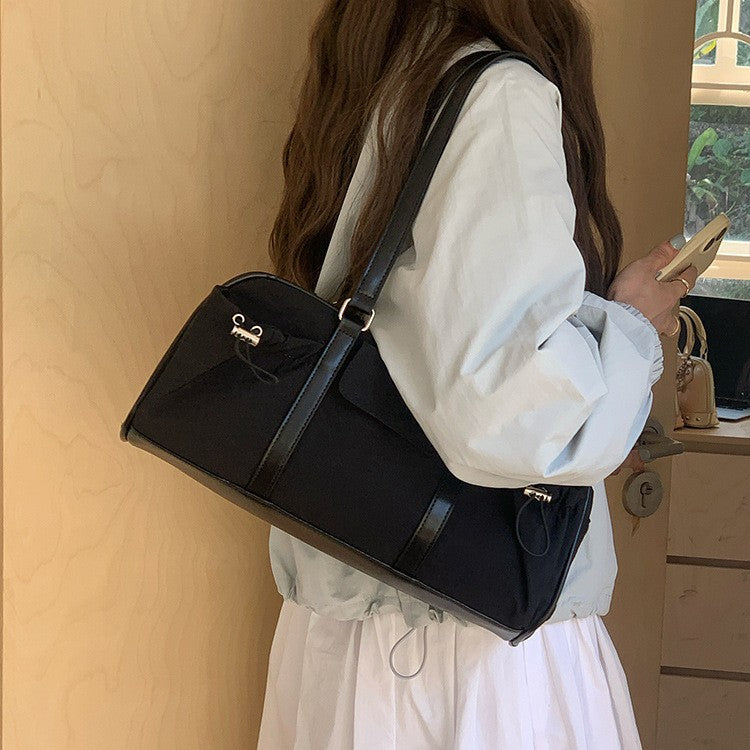日韓流行 | 韓國ins小眾尼龍布手提腋下包女2025新款潮百搭大容量枕頭單肩包「9575#」25.04-2