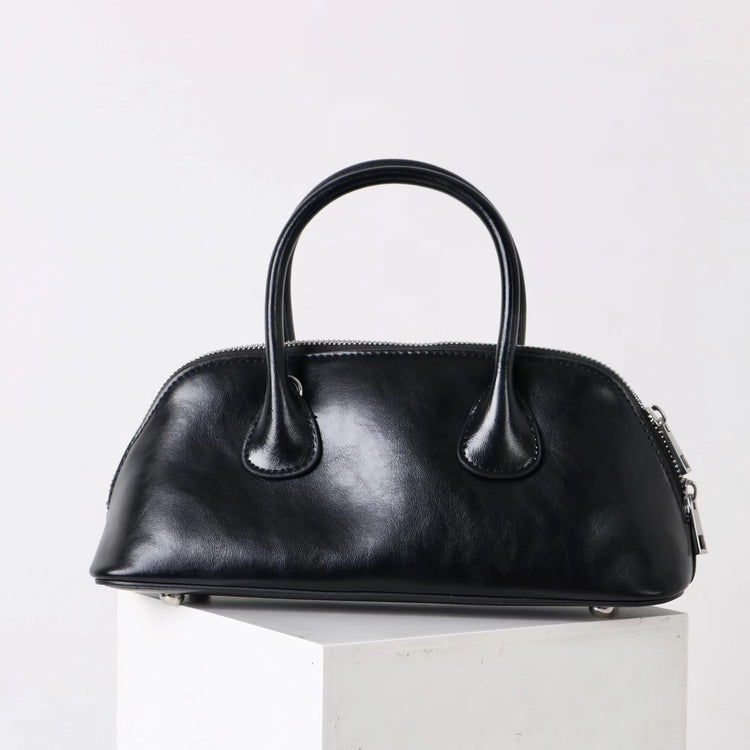 質感真皮|2025新款百搭手提包時尚優雅肩斜背包韓國小眾手提保齡球包包「6717」25.07-2