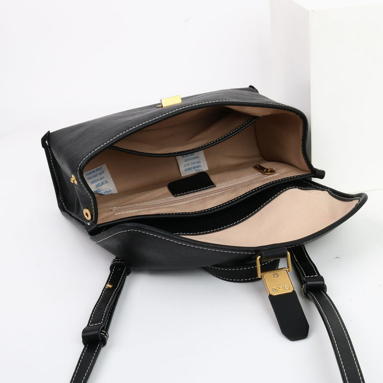 質感真皮|2024新款植鞣頭層牛皮通勤小眾設計隨興郵差包女小挎包單肩斜挎包「6127」24.09-2