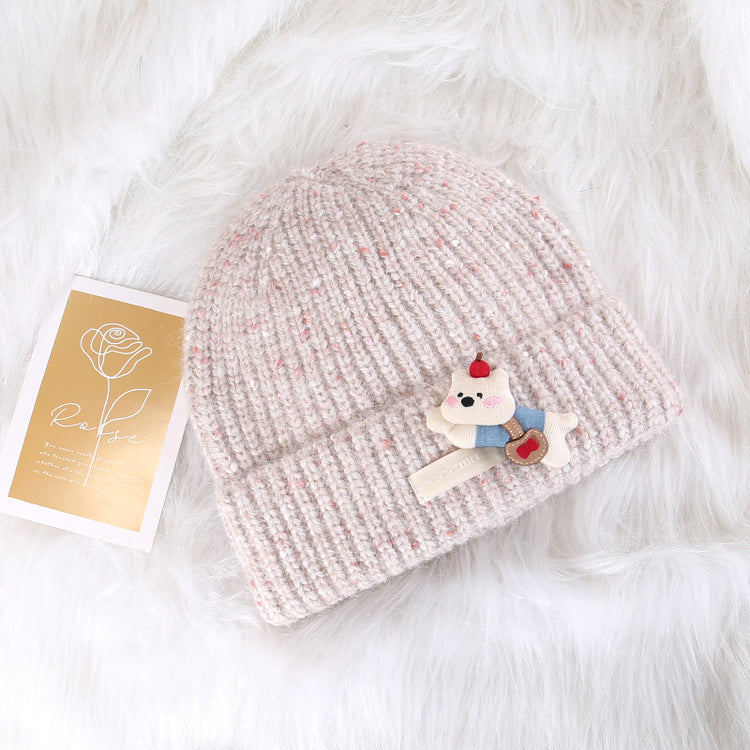 流行帽子|韓版ins卡通小狗帽子女可愛針織帽 秋冬護耳保暖毛線帽戶外冷帽男「C5557」25.09-3
