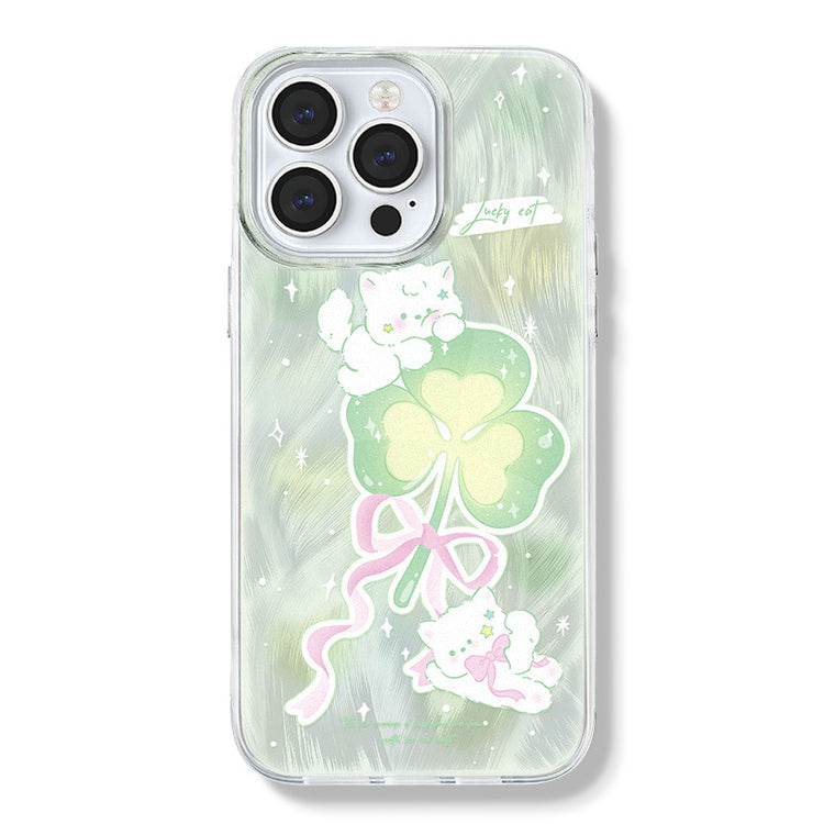 手機殼|iPhone15Pro手機殼蘋果14Promax適用ins風12/13羽紗x大孔透明「LR0907」24.07